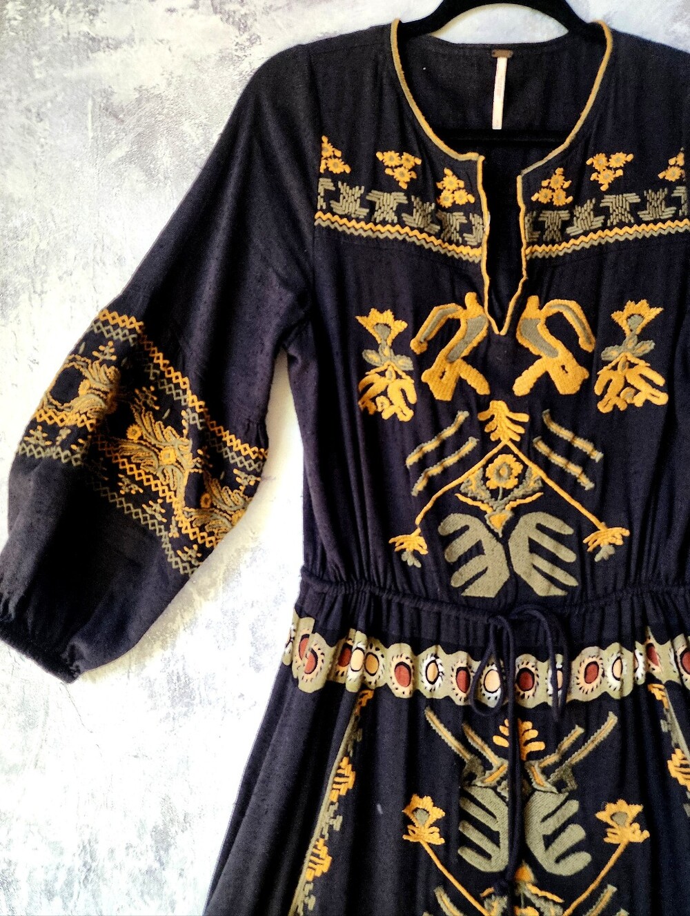 Free People Embroidered maxi Dress Rare Designer Upcycled Cottage Chic - Picture 4 of 13